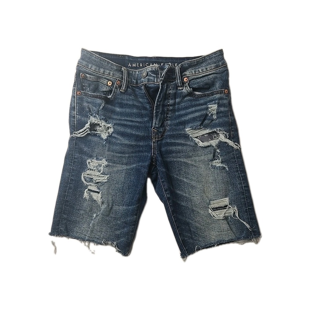 Womens Shorts 28 American Eagle Outfitters Airflex+ Denim Bermuda Cut Off Frayed
